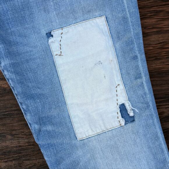 Gap 1969 Real Straight Jeans Patchwork Denim Jeans Embroidered Sz 32 Womens - Picture 4 of 10